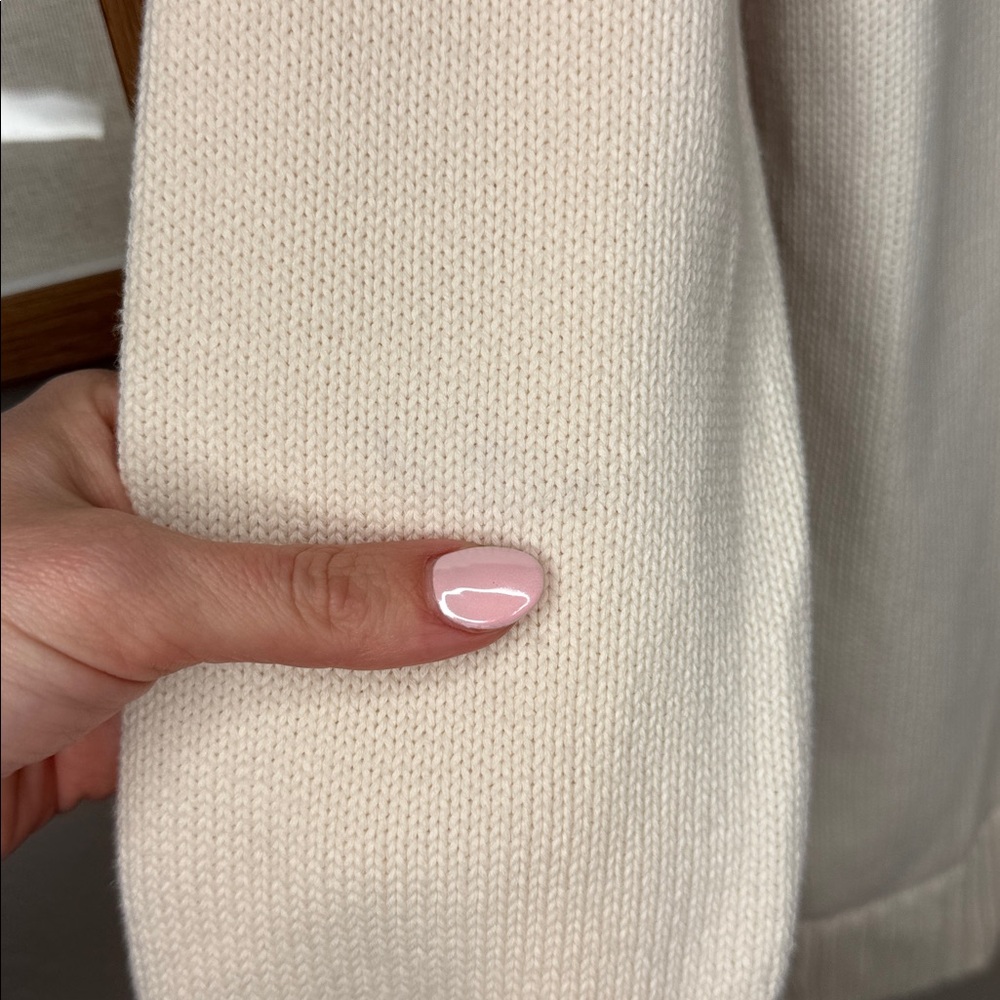Lauren Ralph Lauren Ivory Cream Double-Breasted Cardigan Sweater 100% Cotton - M - Picture 15 of 16